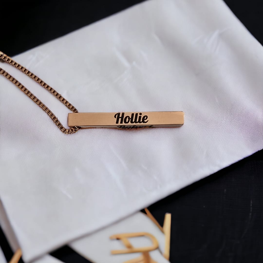 Personalised Rose Gold Bar Necklace