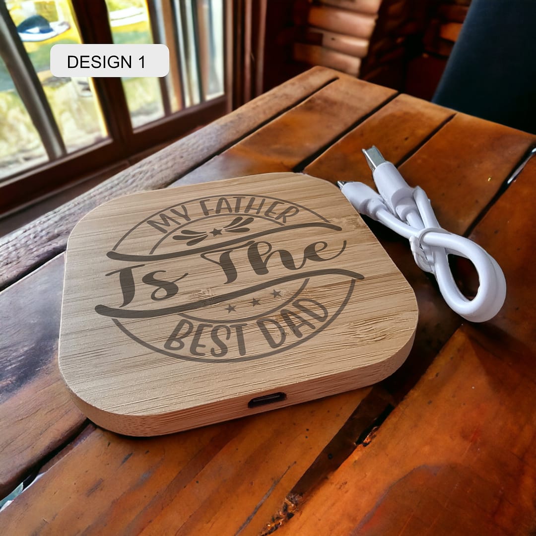 Personalised Bamboo Wireless Charger