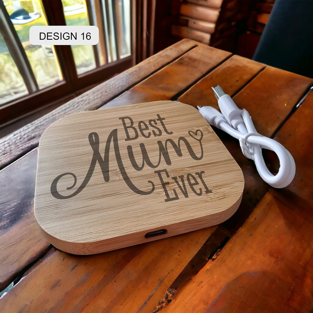 Personalised Bamboo Wireless Charger - Image 16