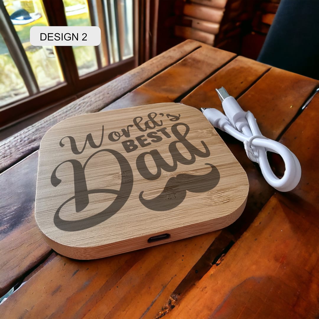 Personalised Bamboo Wireless Charger - Image 2