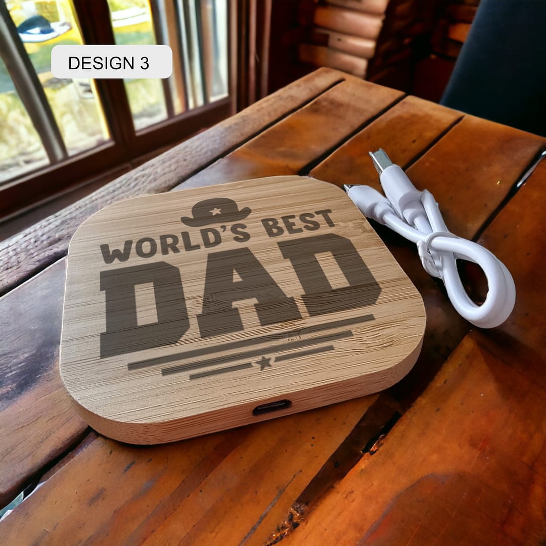 Personalised Bamboo Wireless Charger - Image 3