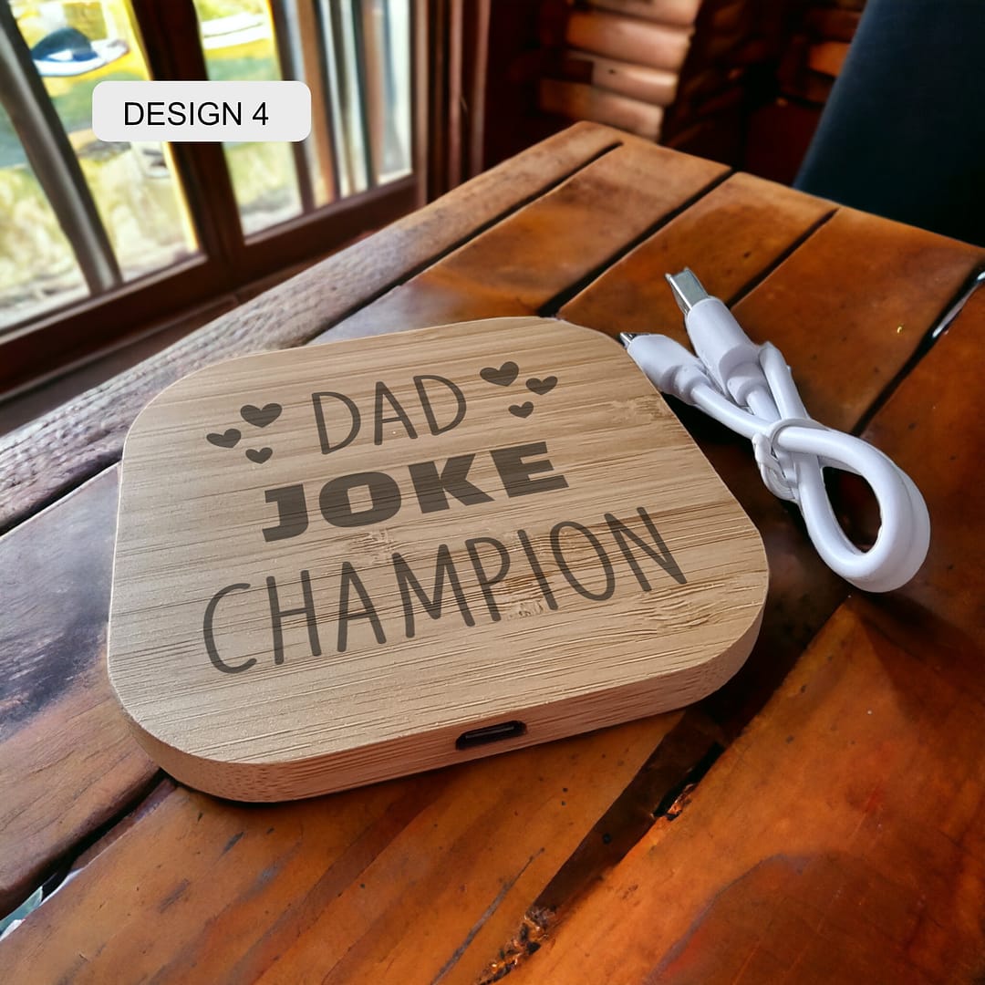 Personalised Bamboo Wireless Charger - Image 4