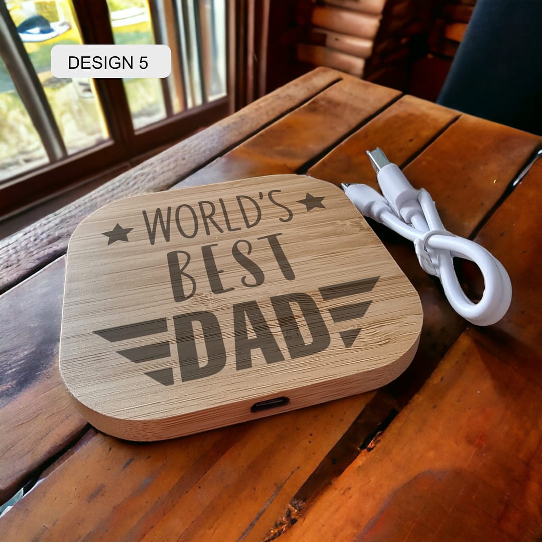 Personalised Bamboo Wireless Charger - Image 5