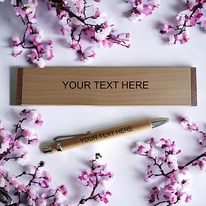 Personalised Bamboo Pen & Case Set