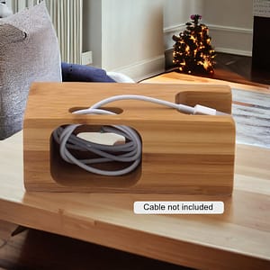 Alternative view of Personalised Bamboo Apple Watch & Phone Charging Dock