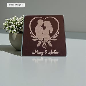 Engraved Black Glass Coaster