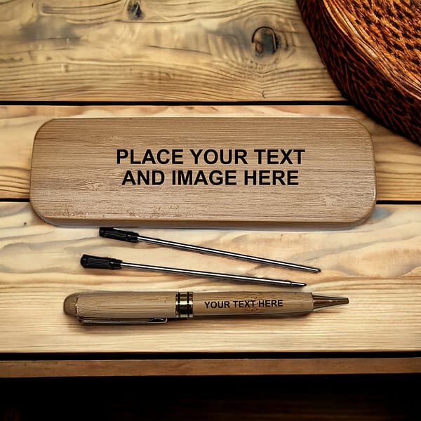 Personalised Bamboo Pen & Case
