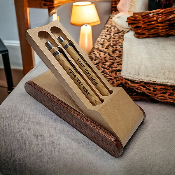 Personalised Bamboo Pen & Pencil with Case
