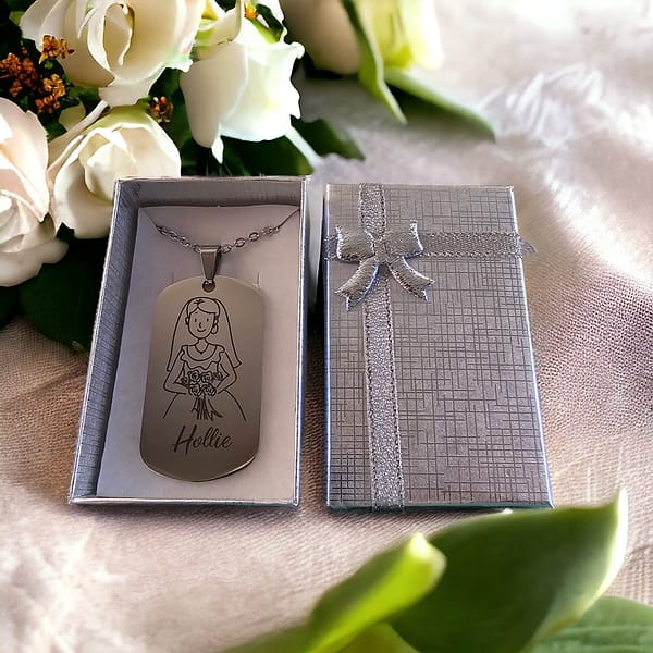 Bride & Groom Wedding Necklace and Keyring Set