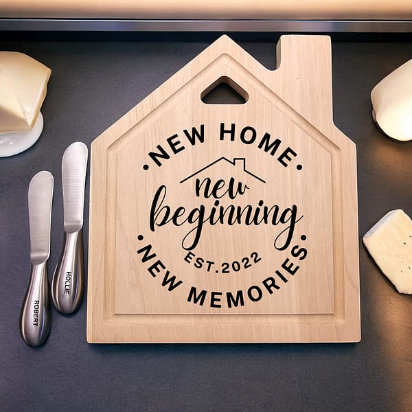 New Home Cheese Board With Cheese Knives