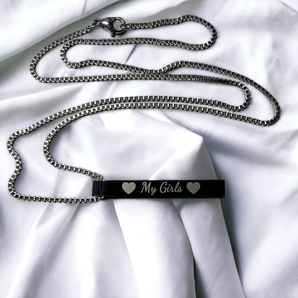 Personalised Black Bar Necklace