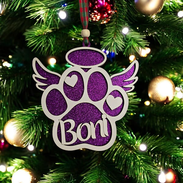 Personalised Paw Print With Halo Decorations