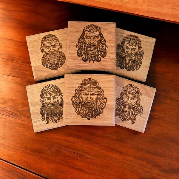 Solid Oak Viking Coasters