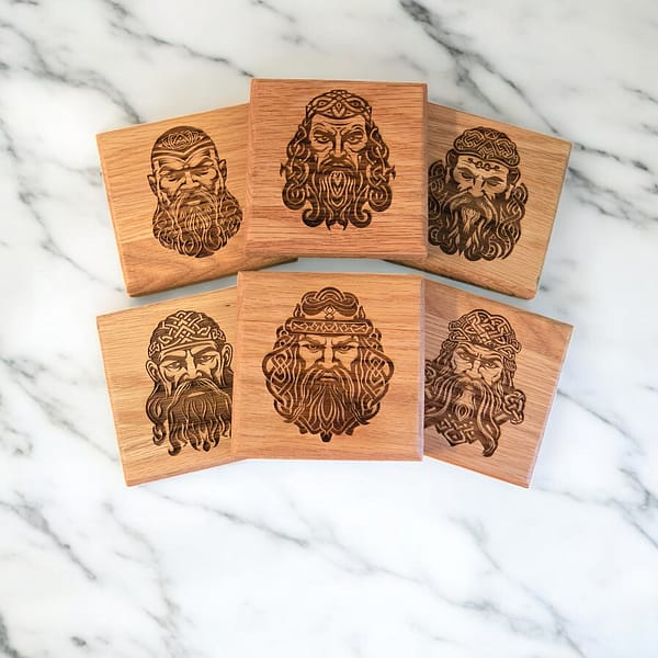 Solid Oak Viking Coasters